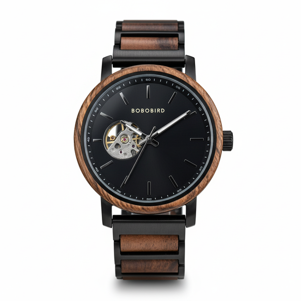 Classics Automatic Wooden Watch Collection Tigerwood Black – Boshū