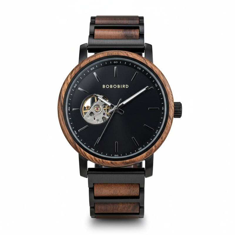 Classics Automatic Wooden Watch Collection Tigerwood Black – Boshū